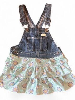 Denim Overall Jumper Dress 2T Floral Tiered Ruffle Lee Toddler Girl Pinafore